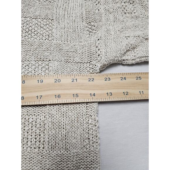 Woodward Vintage Sweater Basketweave Cream Linen Cotton Made In USA Fisherman XL - Picture 7 of 11
